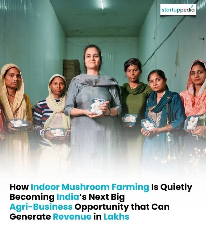 Women entrepreneurs showcasing their mushroom farming success